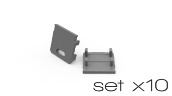 AL12-GLS3-AS-EC-SET10, komplet zaślepek szarych do 10 profili GLS3 endcap set for 10 silver profiles