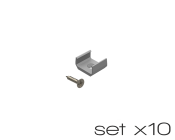 AL12-GLS1-AS-MB-SET10, komplet 10 uchwytów+wrętów szarych do profili GLS1 grey clips+screw set (10pcs)