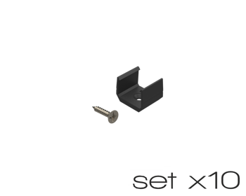 AL12-GLS2-AB-MB-SET10, komplet 10 uchwytów+wrętów czarnych do profili GLS2 black clips+screw set (10pcs)