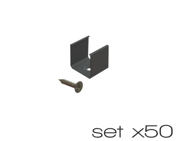 AL12-GLS3-AB-MB-SET50, komplet 50 uchwytów+wrętów czarnych do profili GLS3 black clips+screw set (50pcs)