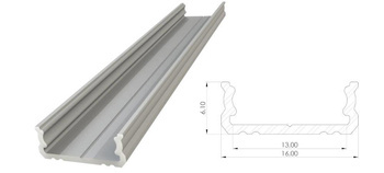 AL12-GLS1-AS-2020, Nawierzchniowy profil ALU anoda srebrny 6x16mm 2010mm SURFACE anoda silver