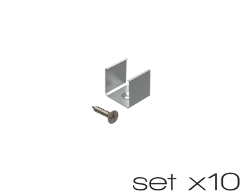 AL12-GLS3-AS-MB-SET10, komplet 10 uchwytów+wrętów szarych do profili GLS3 grey clips+screw set (10pcs)