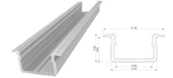 AL12-GLG2-RW-2020, Wpuszczany profil ALU surowy 9x16mm 2010mm GROOVE raw alu