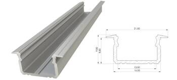 AL12-GLG2-AS-3000, Wpuszczany profil ALU anoda srebrny 9x16mm 3030mm GROOVE anoda silver