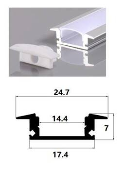 ALUSET-GR-2m-AS-01, 2m set groove anoda profile, milk cover, end caps