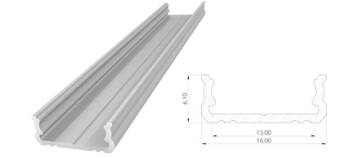 AL12-GLS1-RW-3000, Nawierzchniowy profil ALU surowy 6x16mm 3030mm SURFACE raw alu