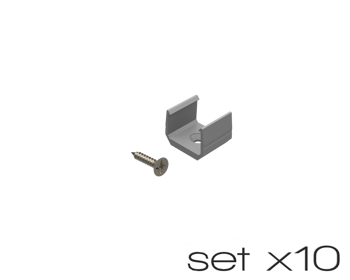 AL12-GLS2-AS-MB-SET10, komplet 10 uchwytów+wrętów szarych do profili GLS2 grey clips+screw set (10pcs)